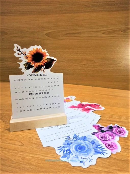 Wooden Desk Calendar with Paper