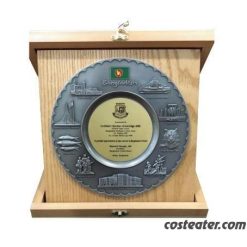 Bangaldesh design Pewter Wooden Crest with wooden folding box