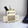 Wooden Desk Calendar with Slip Pad Holder