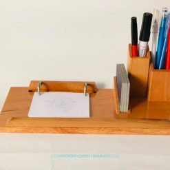 Wooden Desk Organizer – Pen Holder, Card Holder and Slip Pad