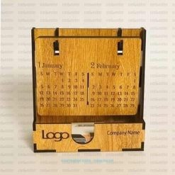 Wooden Desk Calendar with Slip Pad Holder