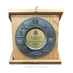 Bangaldesh design Pewter Wooden Crest with wooden folding box