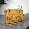 Costeater Wooden Desk Set: Clock, Calendar, Pen Holder, and Card Holder