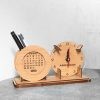 Wooden Desk Calendar 2023 with Pen Holder and Slip Pad