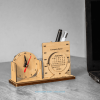 Wooden Desk Calendar with Pen Holder, Card Holder and Slip Pad