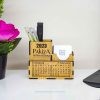 PREMIUM Wooden Desk Calendar with Pen Holder, Card Holder, Mobile Stand