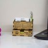 Costeater Multifunctional Desk Organizer: Wooden Calendar, Pen Holder, Card Holder, and Mobile Stand