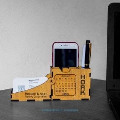 Wooden Desk Calendar 2023 with Pen Holder and Slip Pad