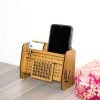 Costeater Multifunctional Desk Organizer: Wooden Calendar, Pen Holder, Card Holder, and Mobile Stand