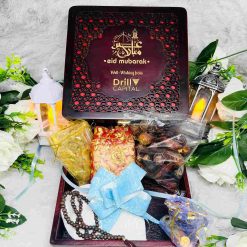 Eid & Ramadan Wooden Gift Box – Premium Pinewood Set with Islamic Essentials