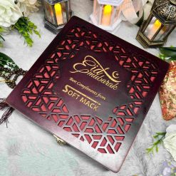 Personalized Eid & Ramadan Wooden Gift Box – Elegant Islamic Gift for Family & Corporate Gifting