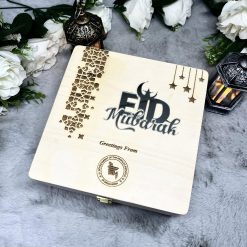 Premium Ramadan Wooden Gift Box with Silver Acrylic – Perfect Eid Gift